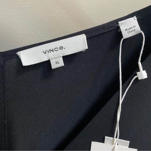 NWT Vince Double V-Neck Popover Dress Black Size XL - Picture 7 of 13